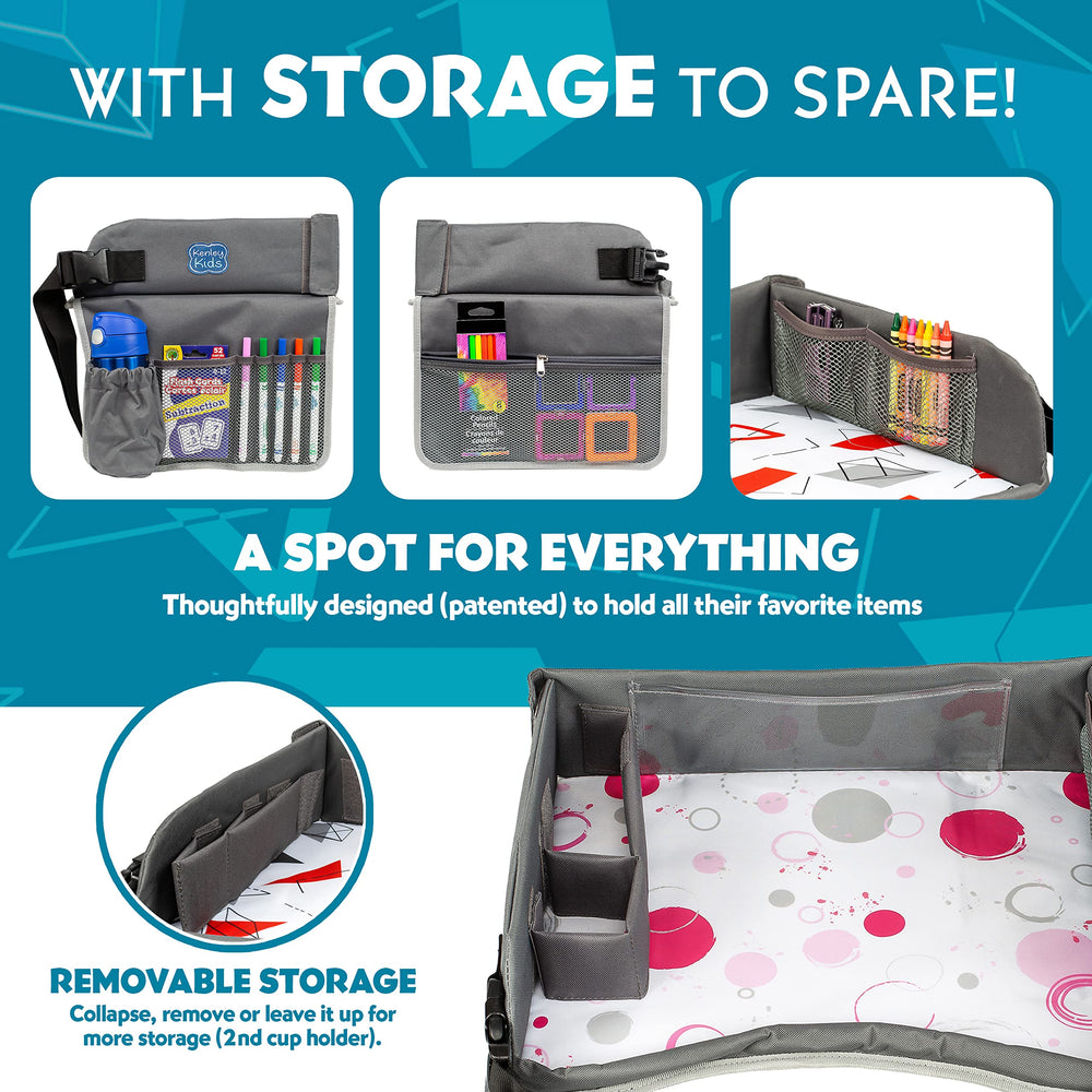 Kenley Kids Travel Tray padded waterproof surface cushions elbows and wipes clean quickly.
