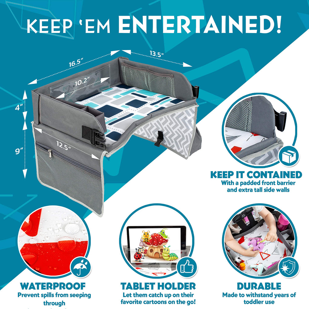 Kenley Kids Travel Tray reinforced sidewalls prevent spills and mess