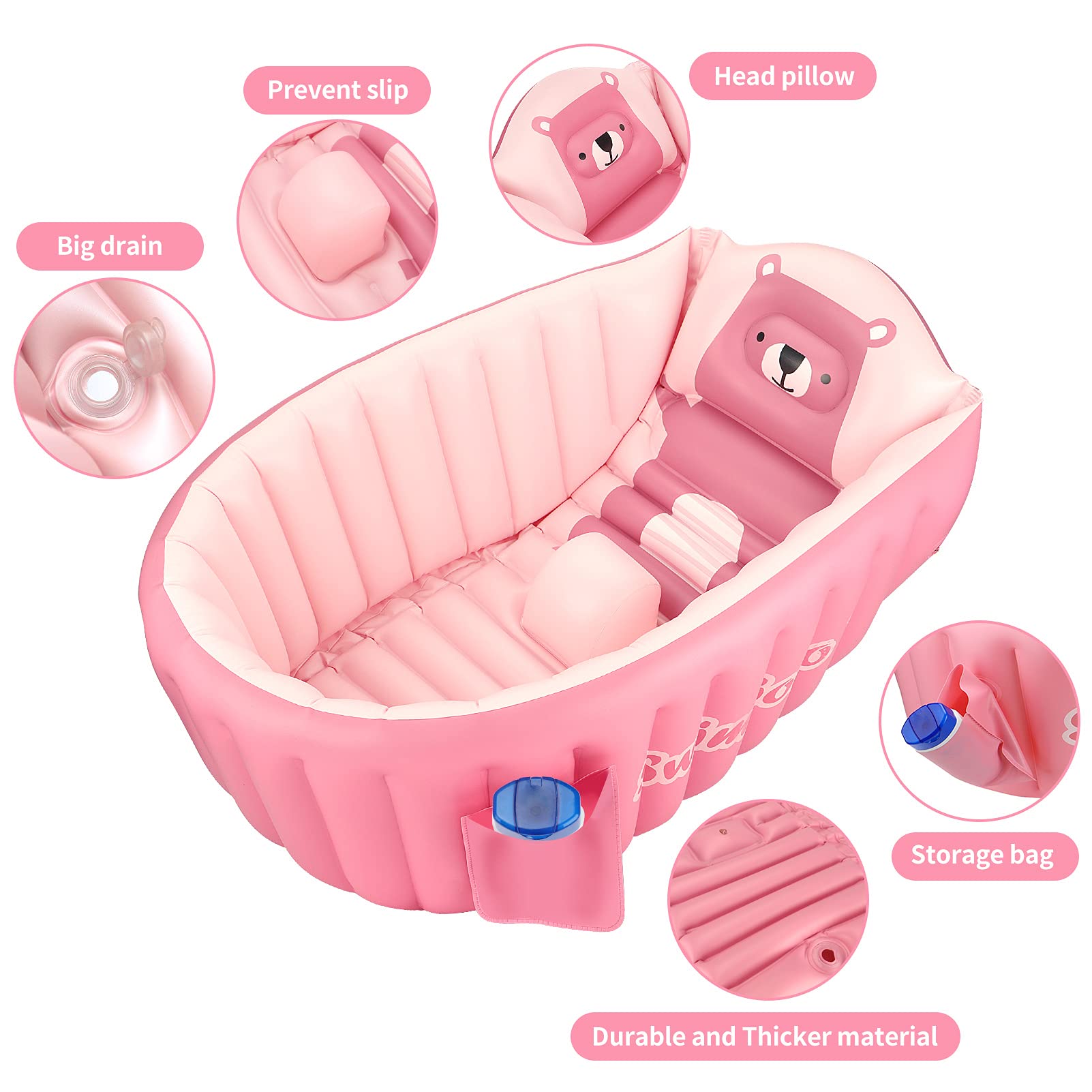 KENPUAZ pink baby tub ideal for beach trips and travel adventures.