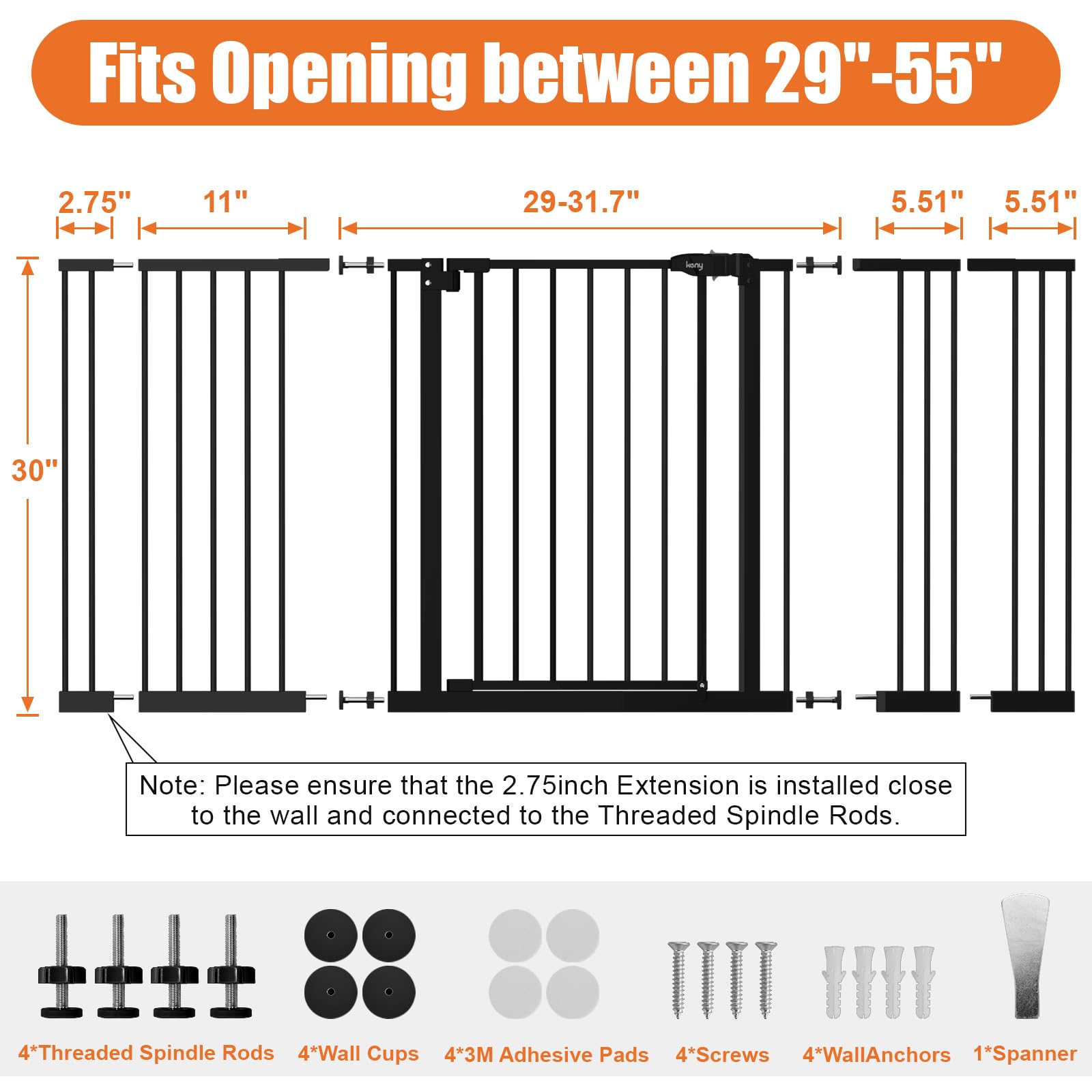 keny auto-close and two-way swing gate suits hallways and high-traffic areas.