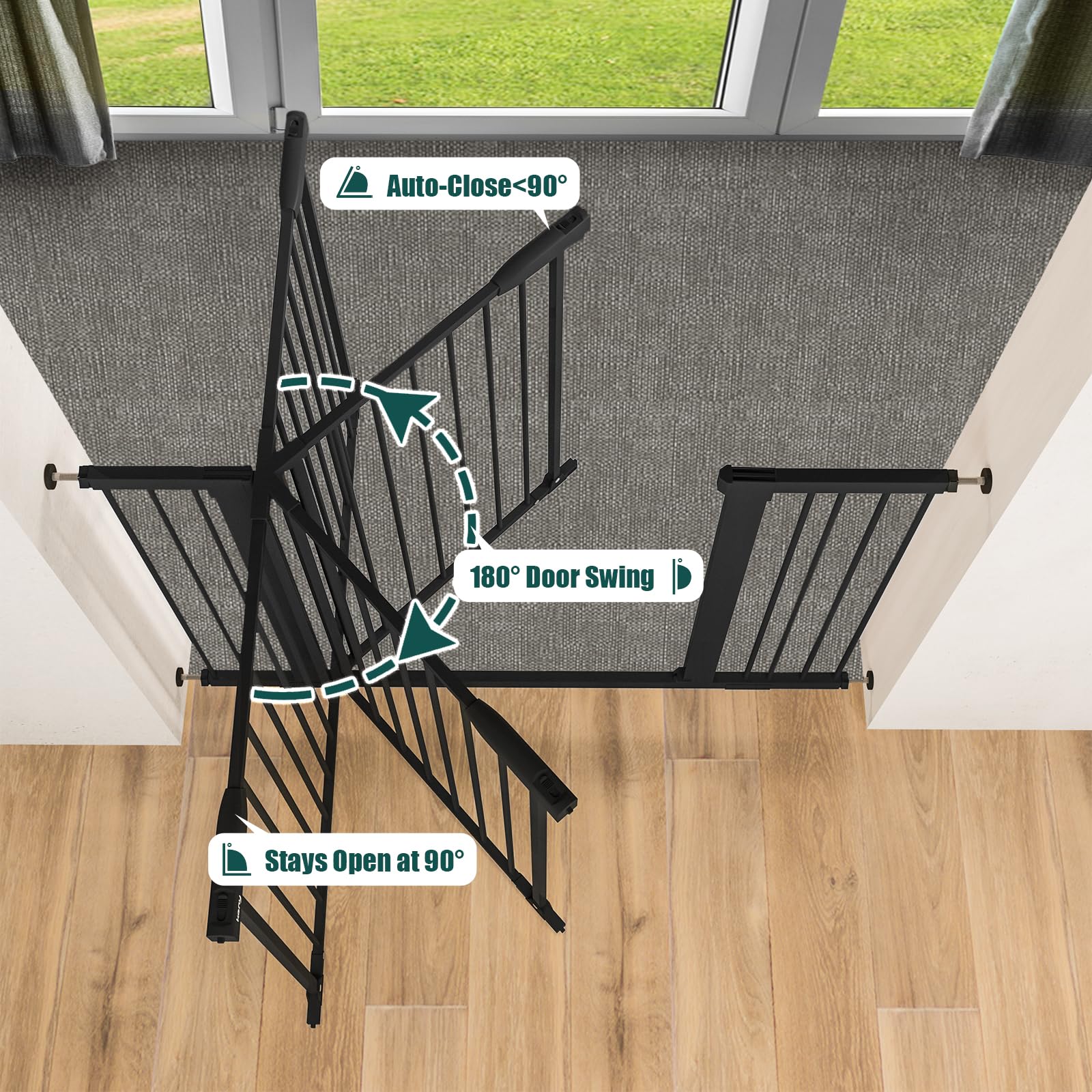 keny baby gate dual lock system supports one-hand operation