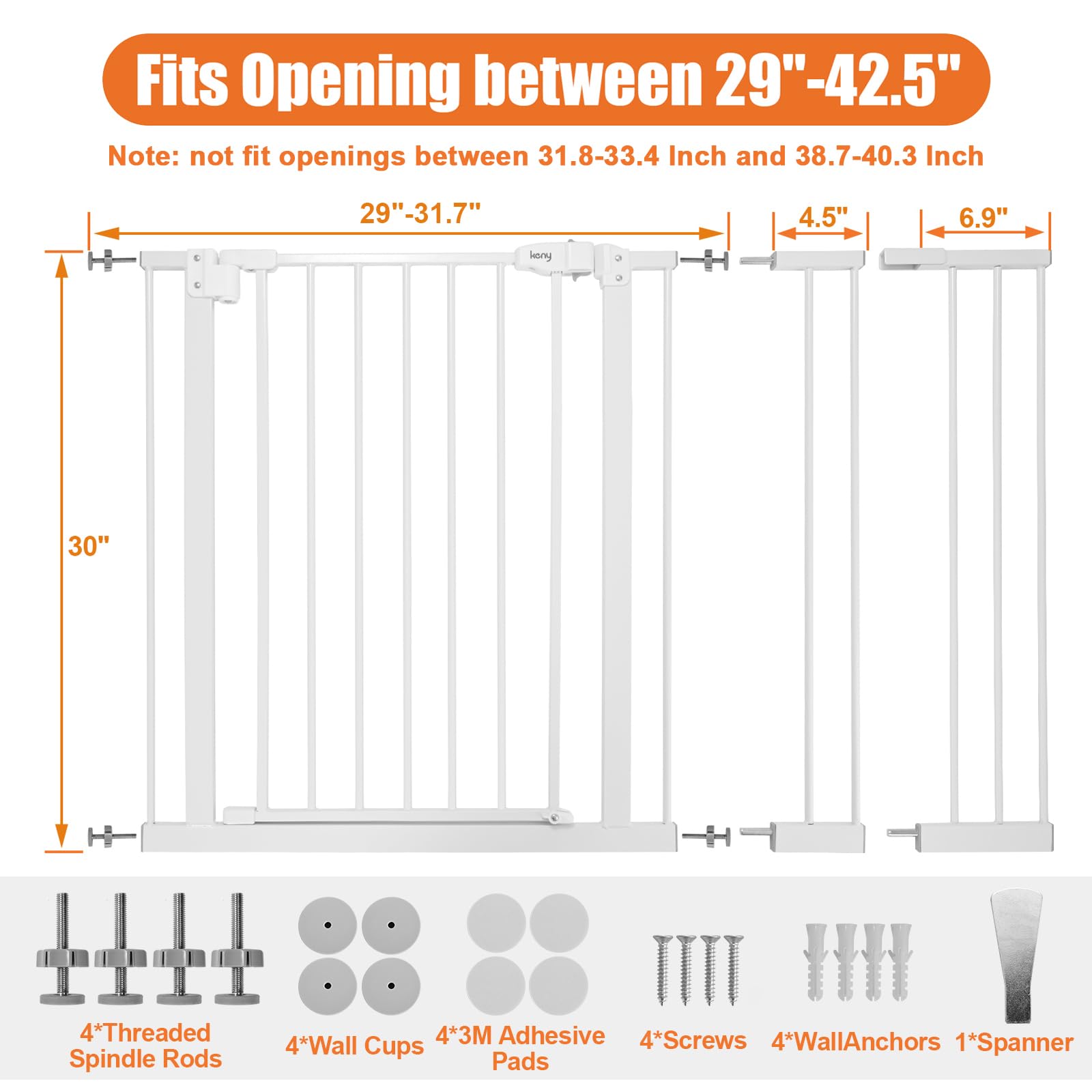 Keny baby gate durable steel construction for reliable safety.