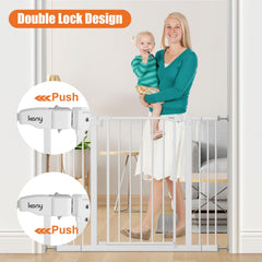 Keny baby gate two-way swing allows convenient, one-handed access.