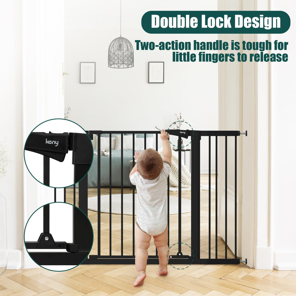 keny baby gate in a wide doorway shows extra-wide fit