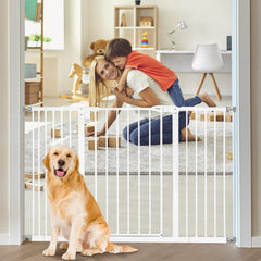 Keny baby gate in wide stair setup showing adjustable width for large openings