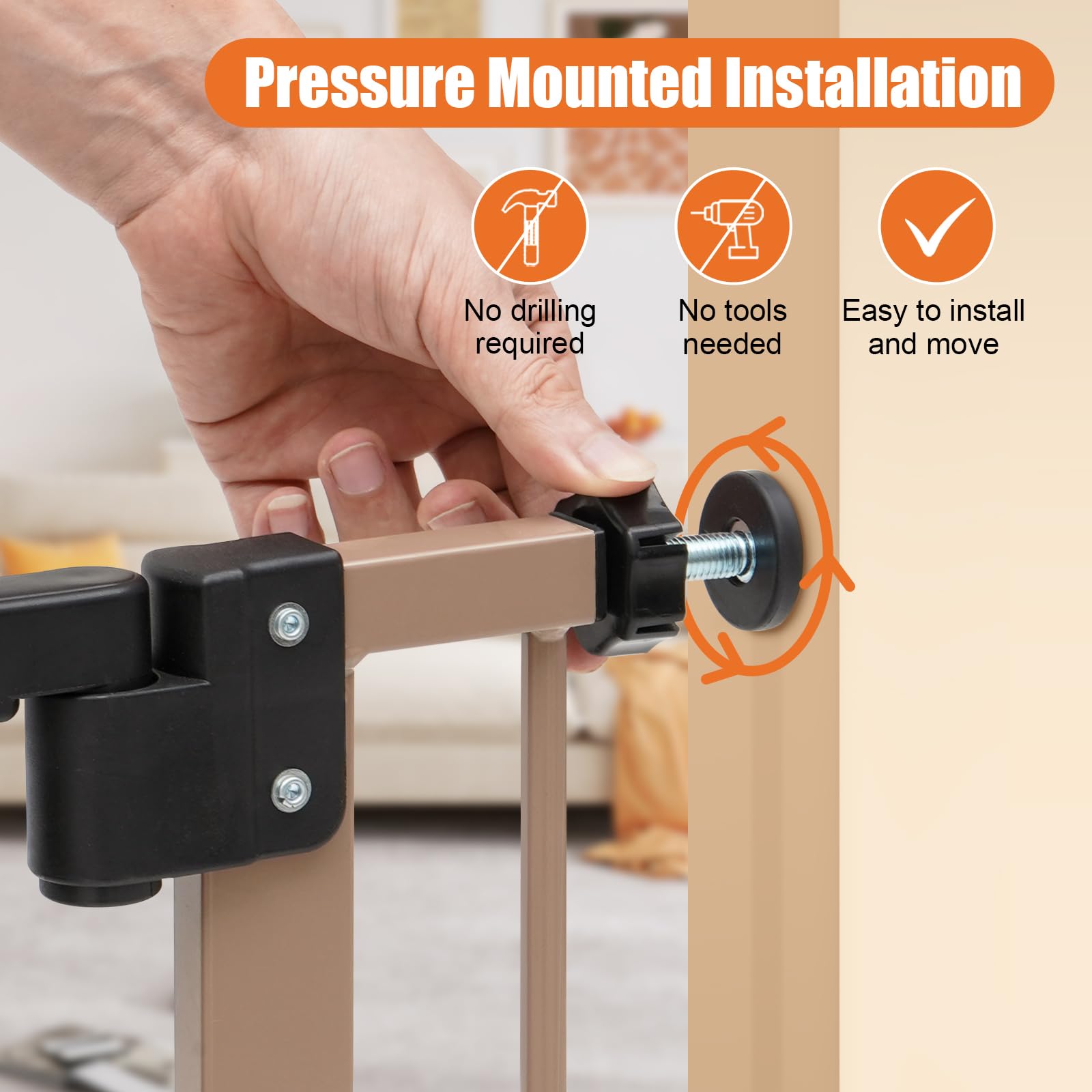 keny extra wide baby gate no-drill installation enables quick, damage-free setup