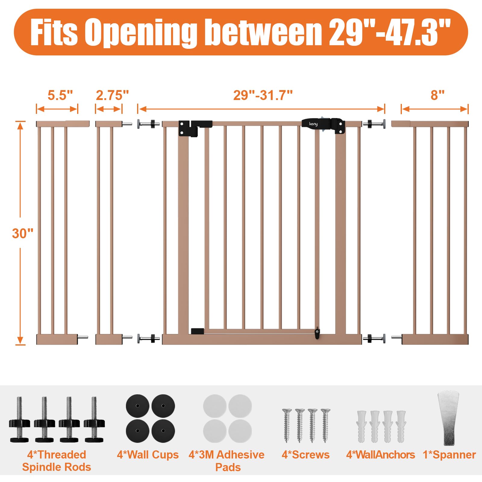 keny extra wide baby gate two-direction swing supports easy one-handed passage