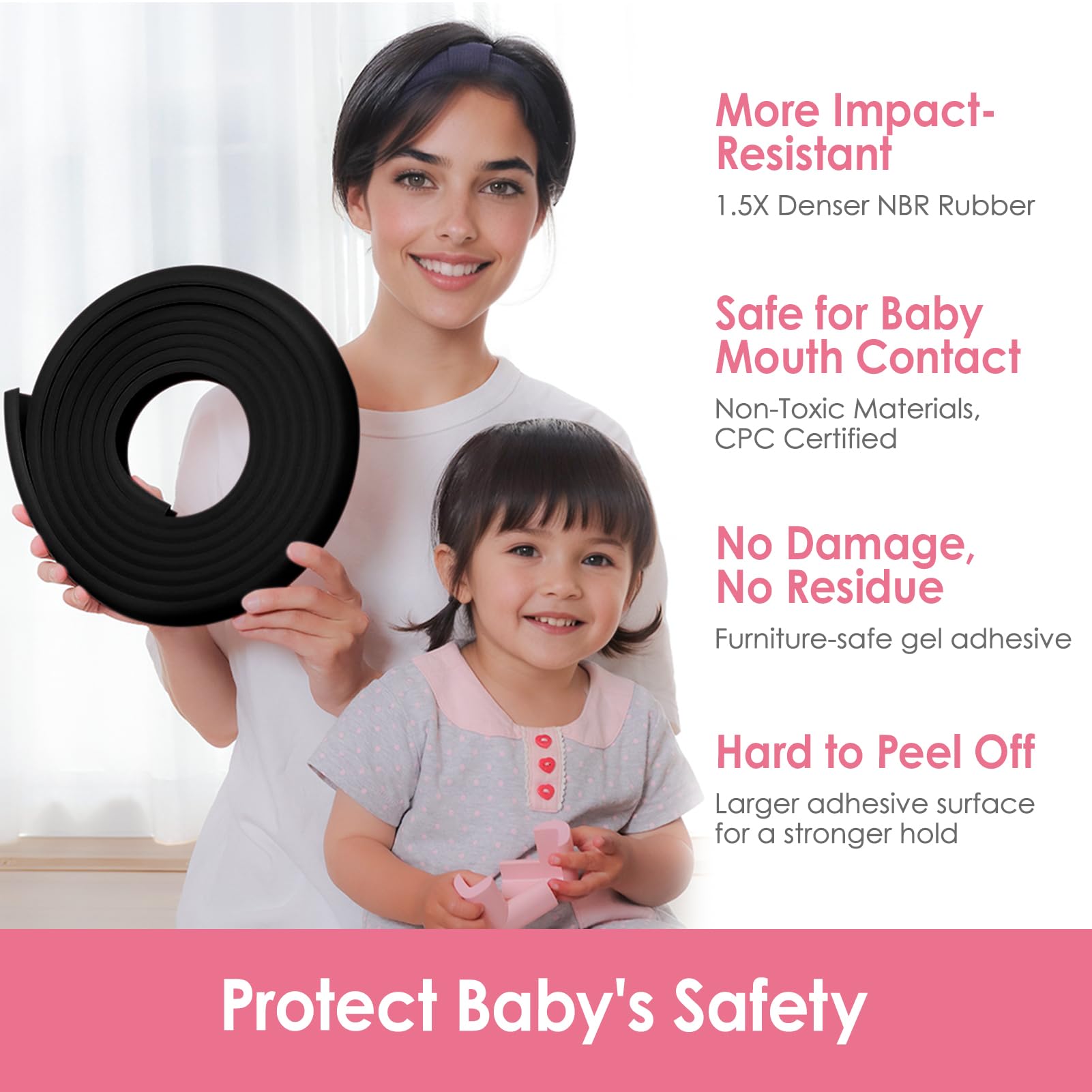 Kerätä corner protector black with eight corners for versatile baby safety.