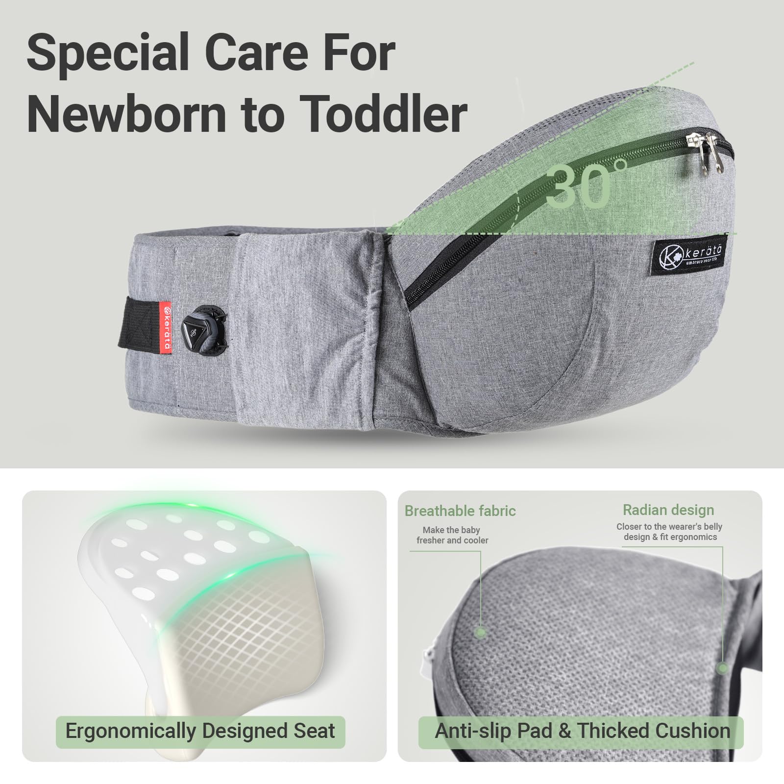 Kerata hip carrier dial lock highlights secure waistband in seconds.