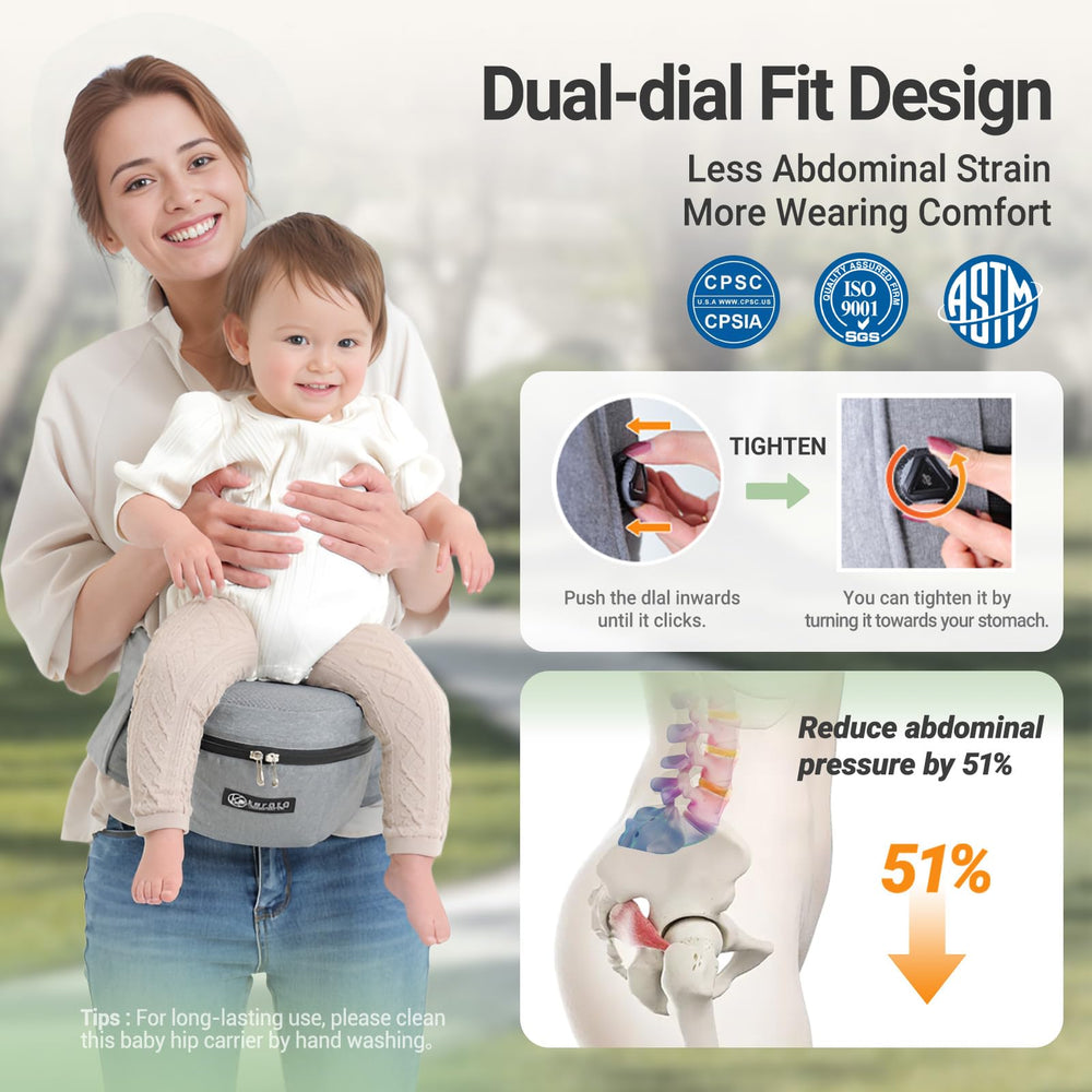Kerata carrier side adjustment demonstrates quick fit for different bodies.