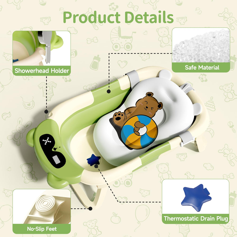 Kerbwry tub supports newborn to toddler growth during bath time.