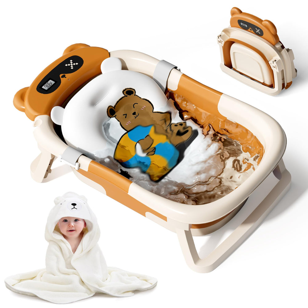 Kerbwry collapsible baby bathtub folded for travel and compact storage