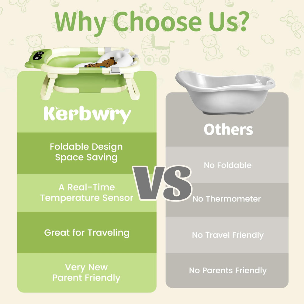Kerbwry green collapsible tub ready for everyday bath moments.