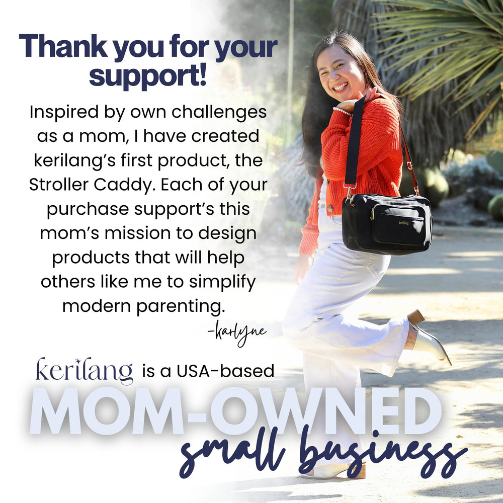 Kerilang stroller caddy fits most strollers for versatile on-the-go organization.