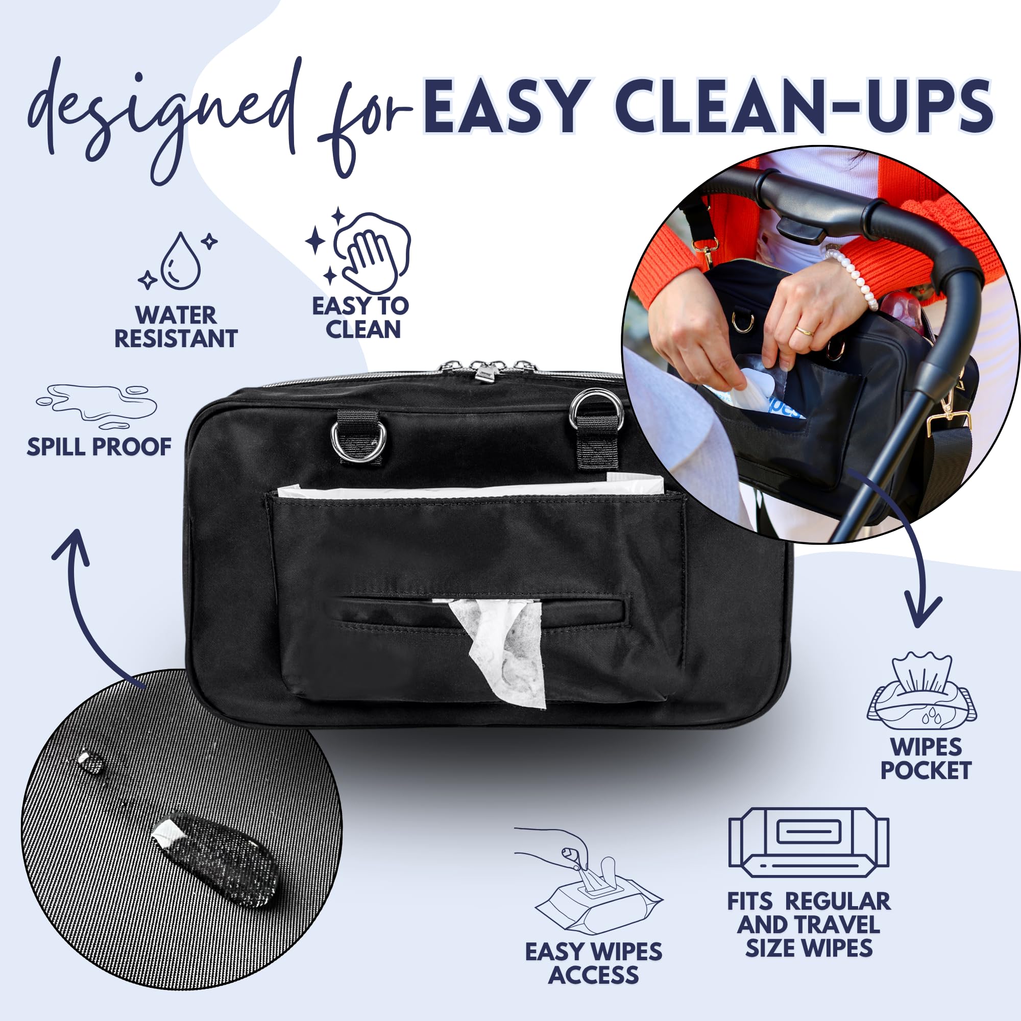 Kerilang stroller storage measures 12.5 by 4.5 by 7 inches.