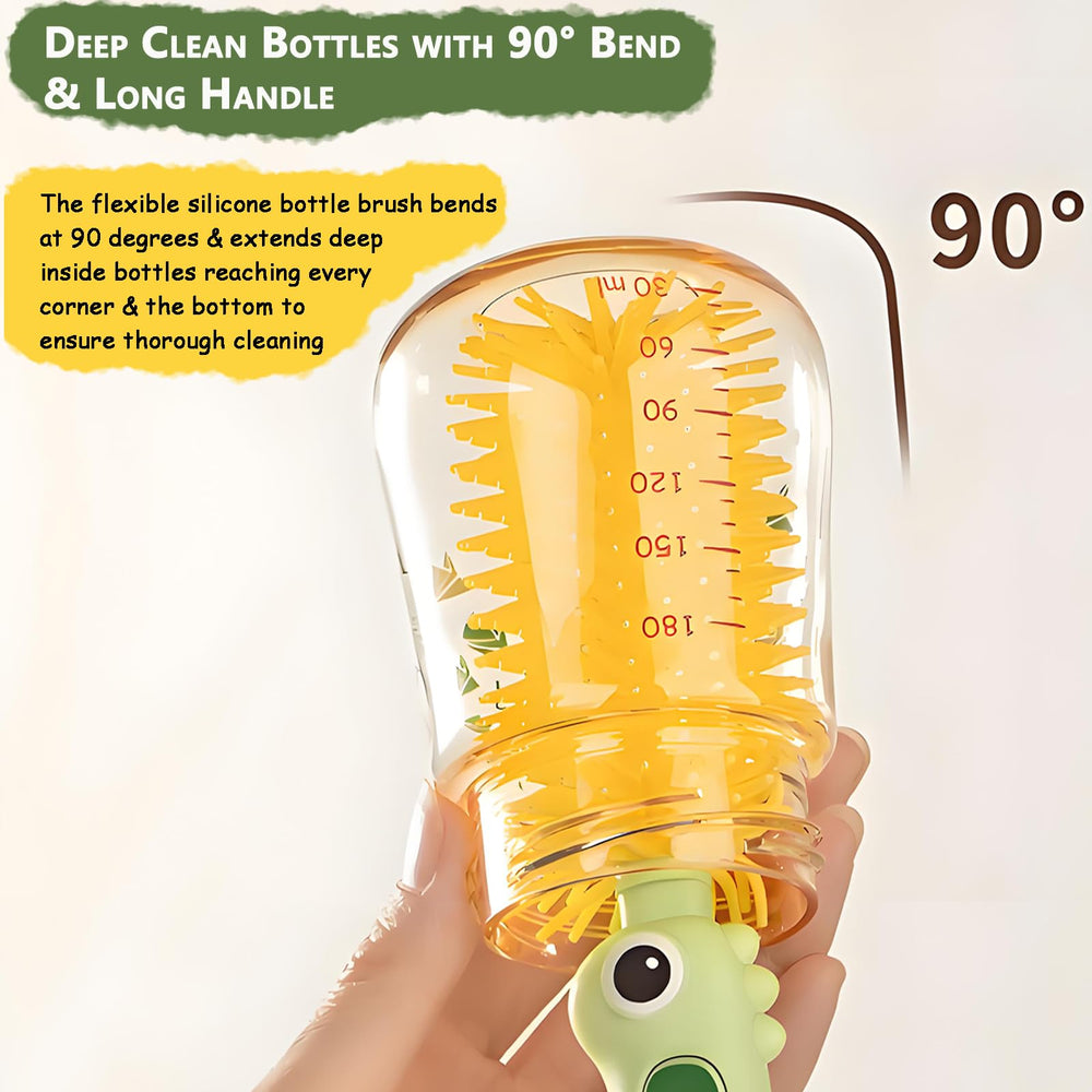 Kesttenn 90-degree bend bottle brush reaches deep inside bottles for thorough cleaning.