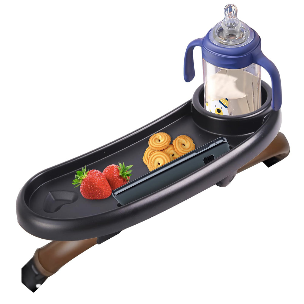 KEUYE Nuna snack tray assembly facilitates quick, tool-free setup on compatible strollers.