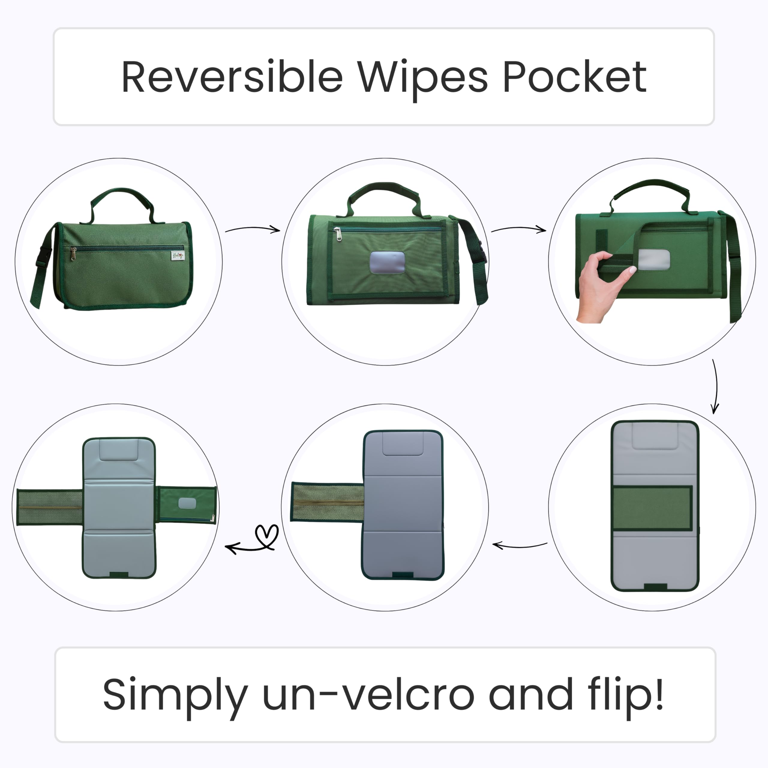 Kewh Jo portable diaper changing pad folds into compact clutch for space-saving travel