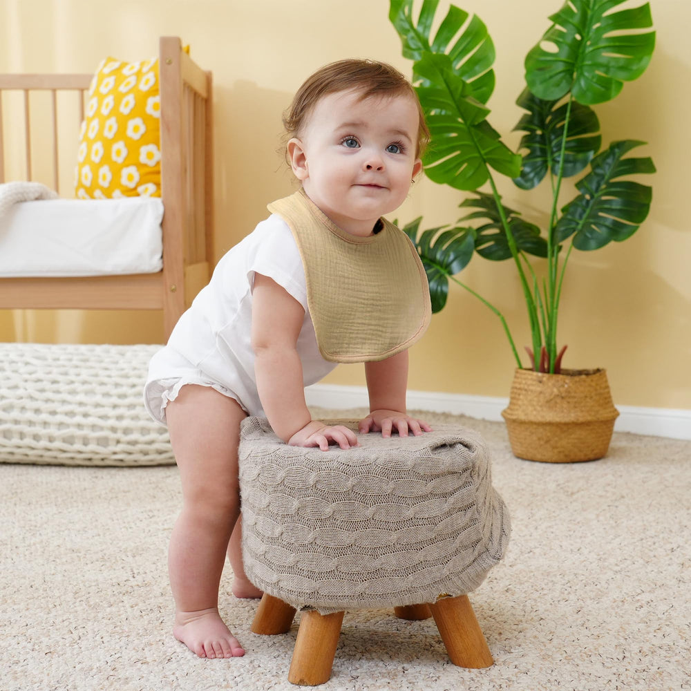 Kewlife gift muslin baby bibs on baby during teething catching dribbles softly