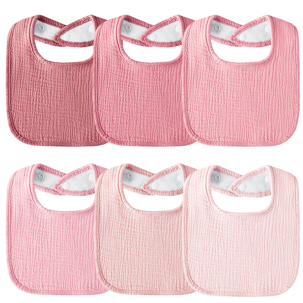 Kewlife gift muslin baby bibs pink pack flatlay, soft and absorbent for drool