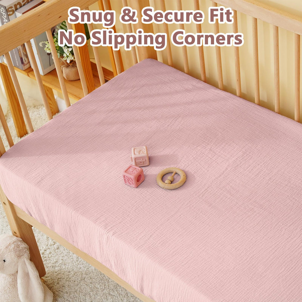 Kewlife Gift muslin crib sheet 9in-pockets fits standard cribs securely