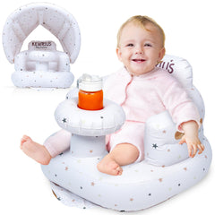 Kewrius inflatable baby seat with canopy for outdoor shade and secure seating.
