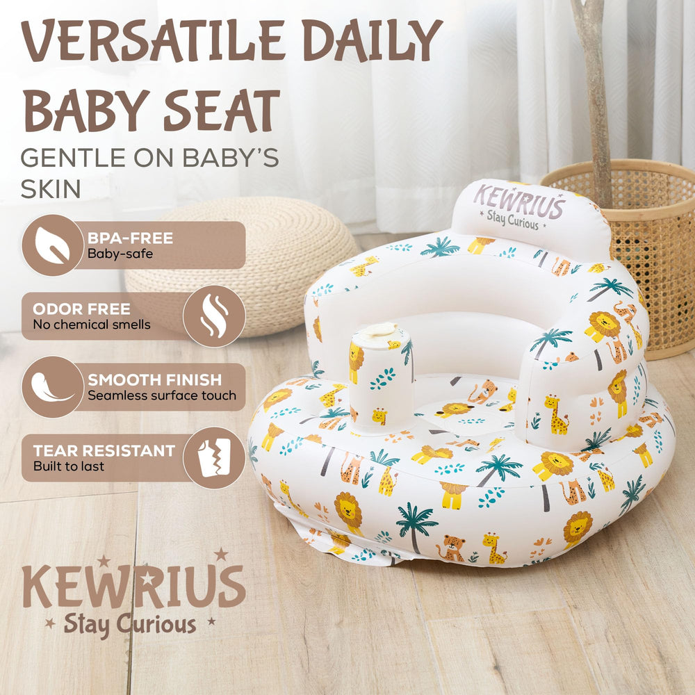 KEWRIUS sit-me-up position image shows upright seating for playtime with confidence.