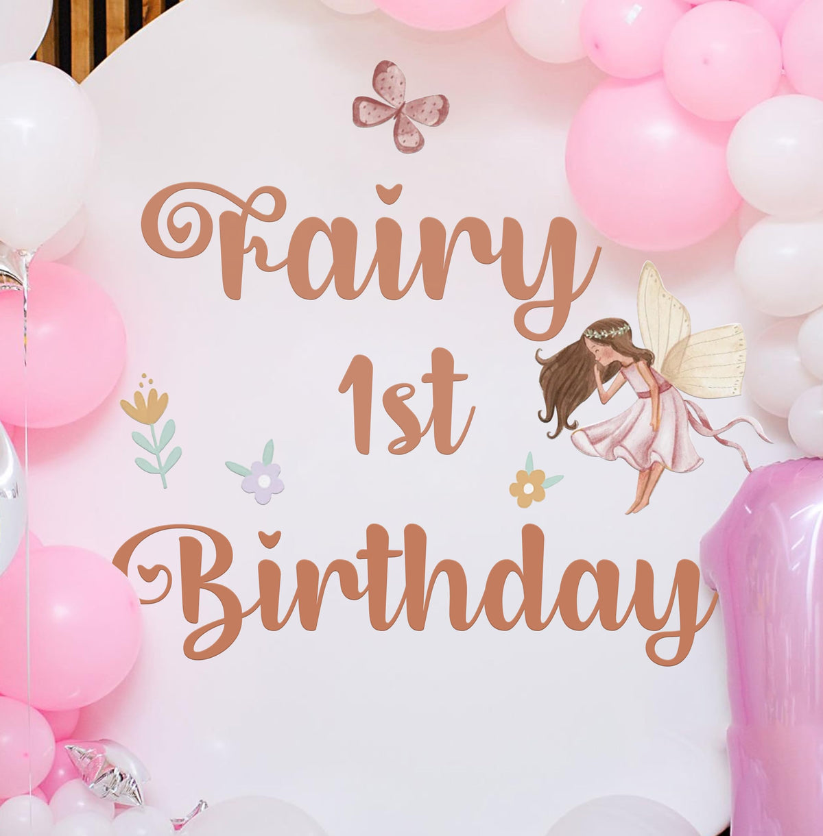 KEWUFD Fairy 1st Birthday wall decal adds shimmering focal point for photos