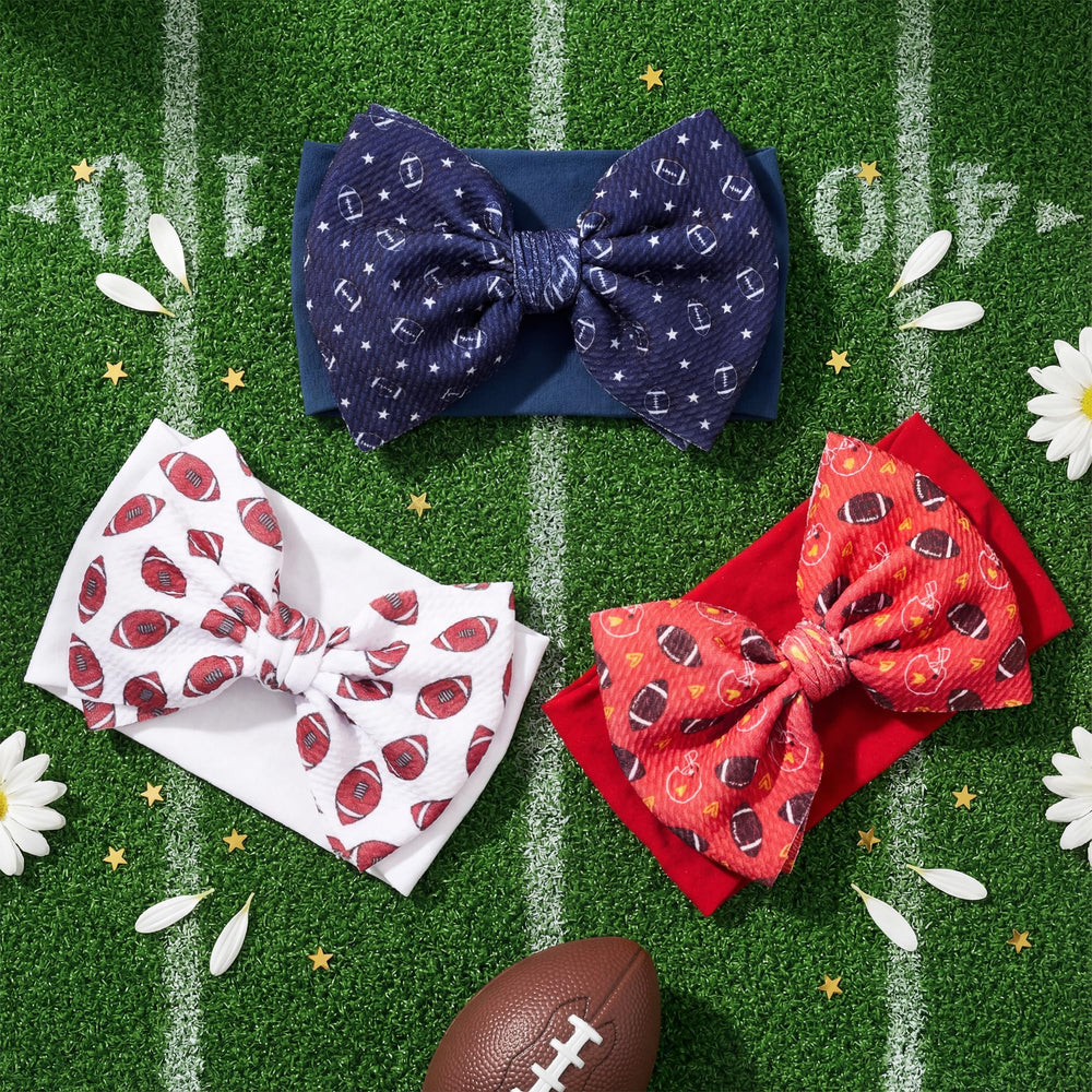 Kexinstar football baby bow headband striped, versatile style for any team day.