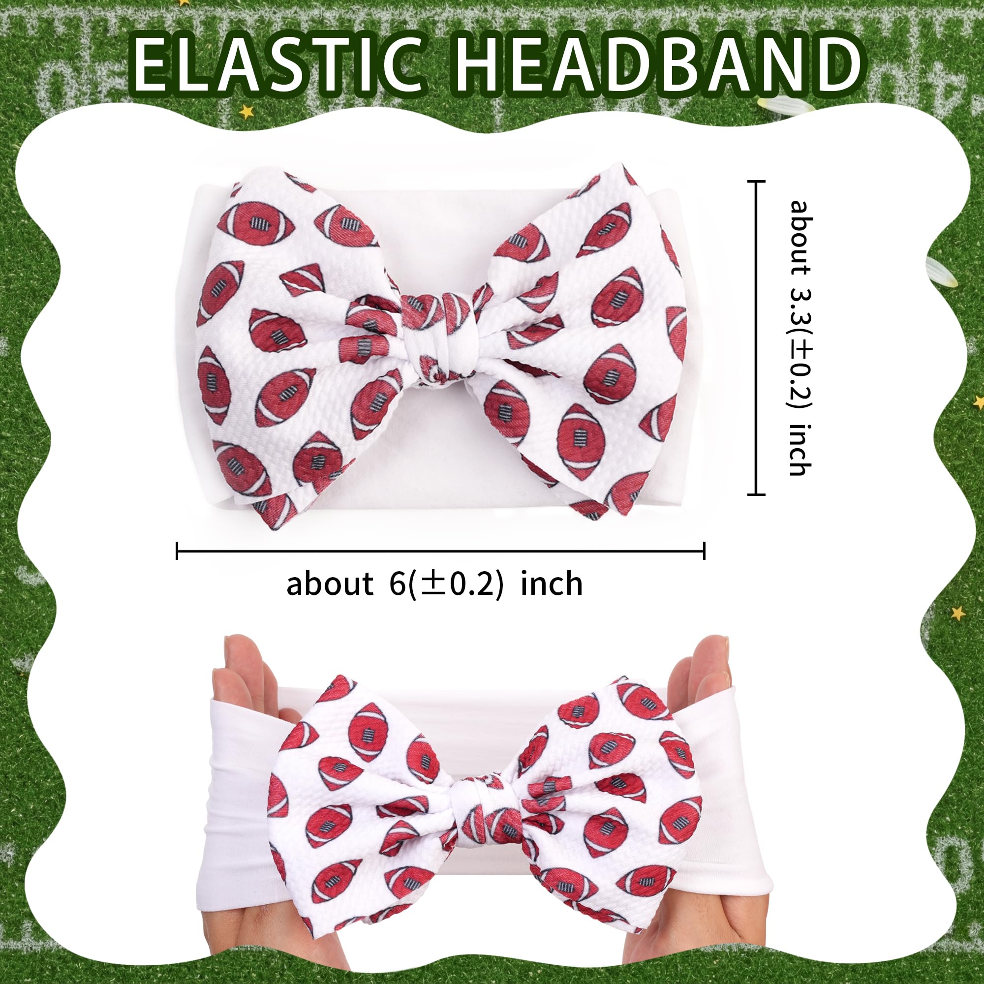 Kexinstar football baby bow headband teal, breathable nylon keeps skin comfy during cheering.