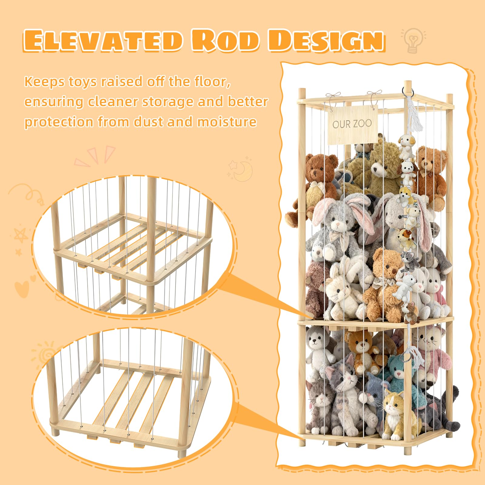 Keyixize solid pine construction provides durable, kid-friendly shelving.