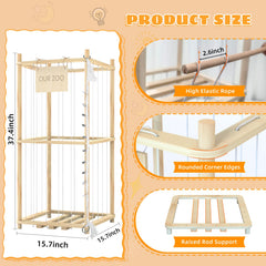 Keyixize stuffed animal storage organizer side view with sturdy wooden frame