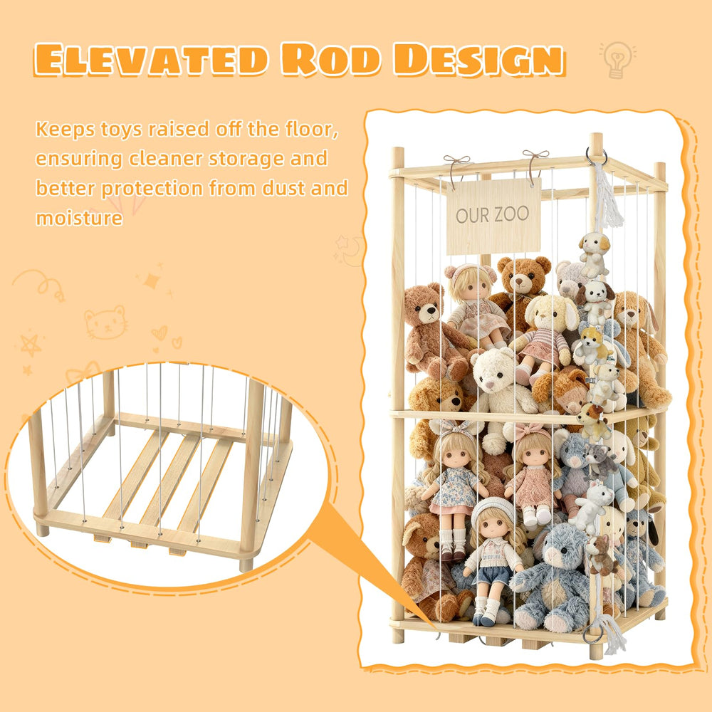 Keyixize stuffed animal storage organizer wooden construction with rounded edges