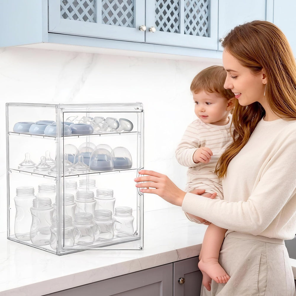 Keyunchengbao countertop organizer fits 12 full-size bottles upright.