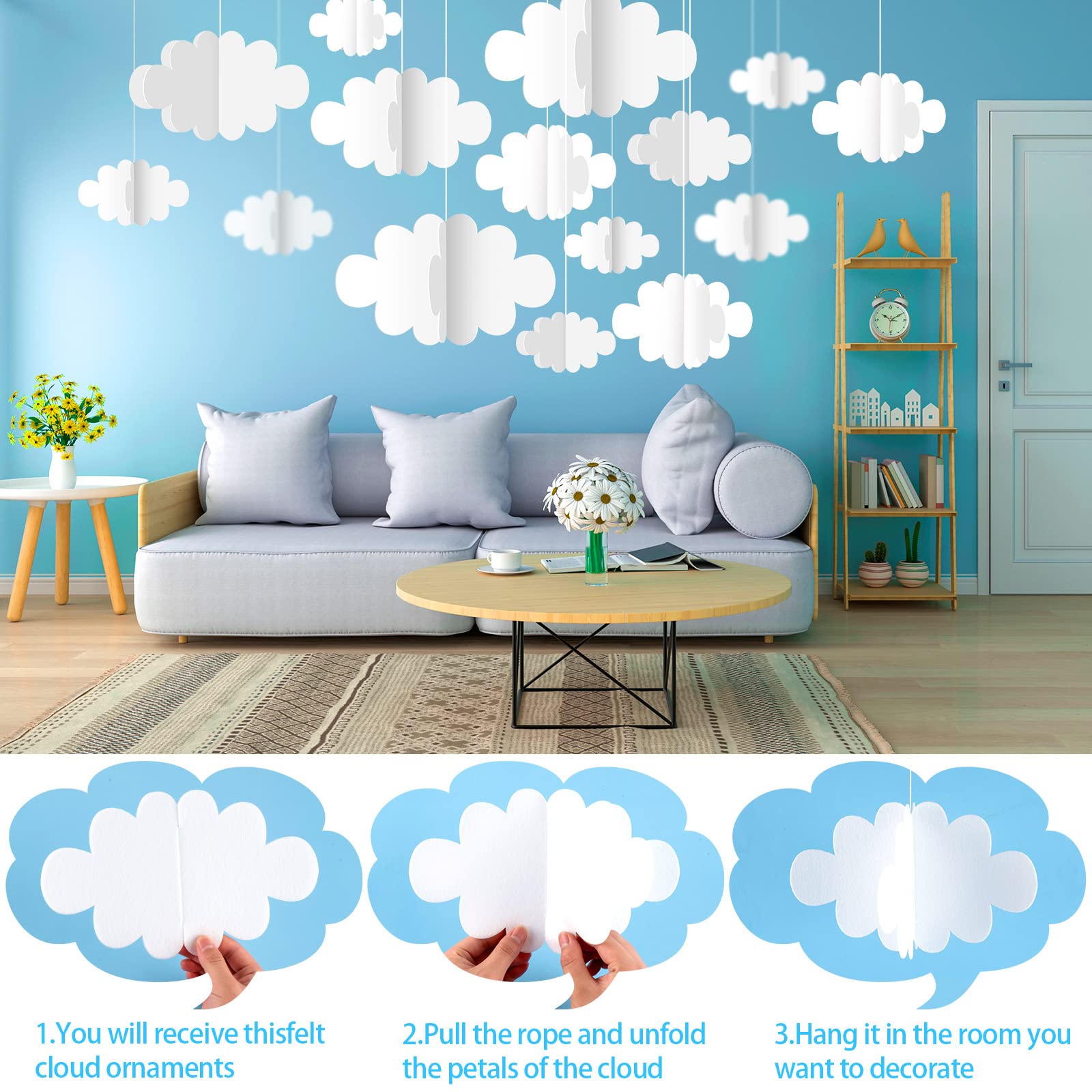 KFPPLXQ felt clouds wall decor enhances rooms with soft texture.