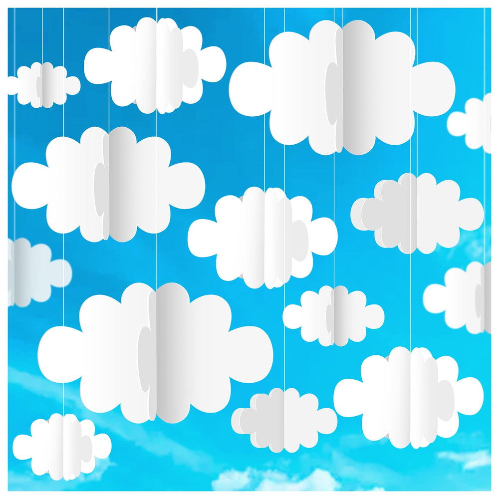 KFPPLXQ hanging clouds 3D decor creates a whimsical party backdrop.