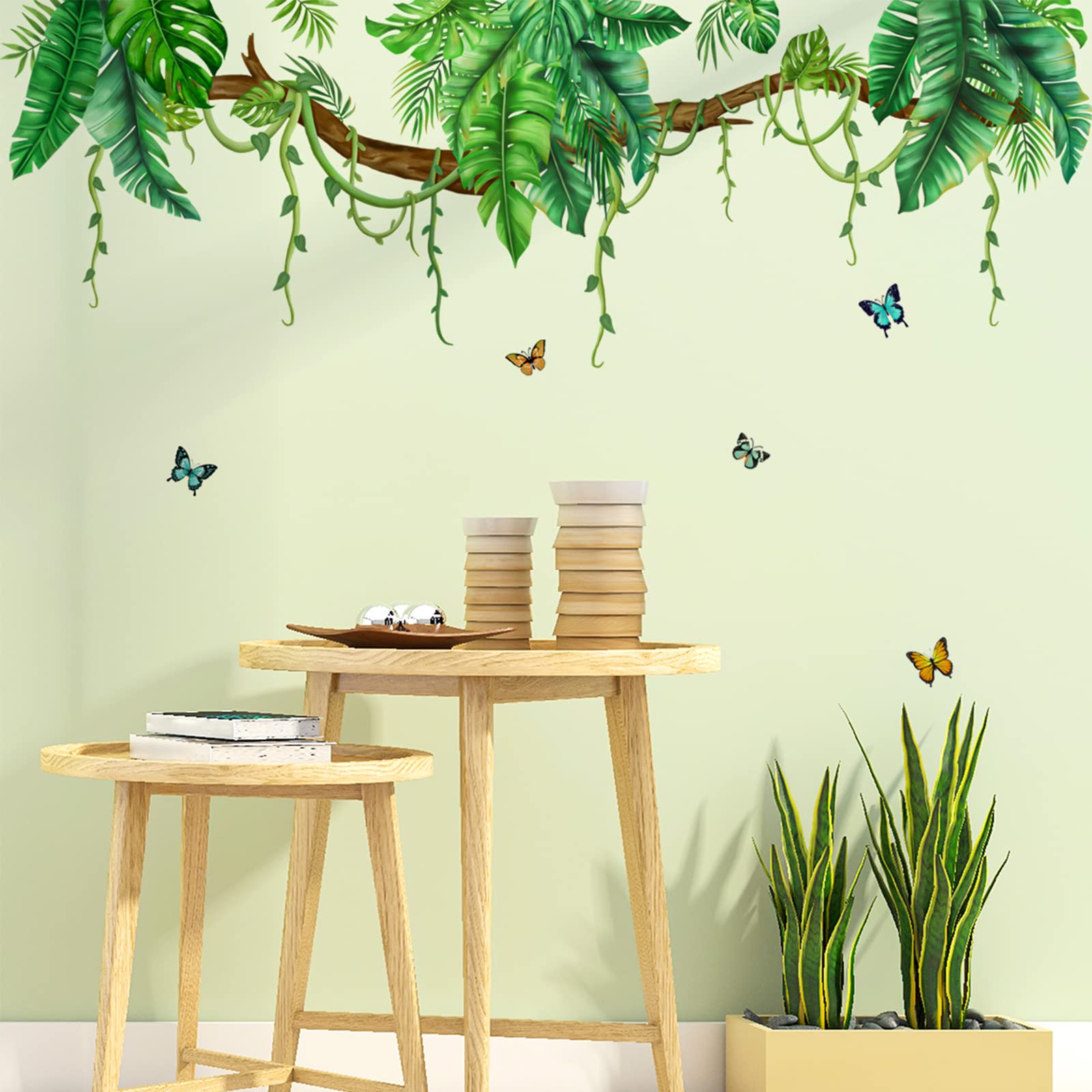 KHayRovies palm leaf wall sticker for bedroom adds fresh tropical charm.