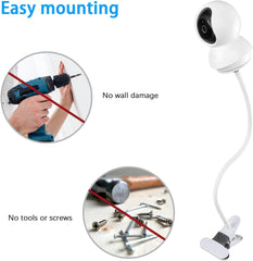 KHQBG flexible mount lets you adjust view over a bassinet without moving the camera.