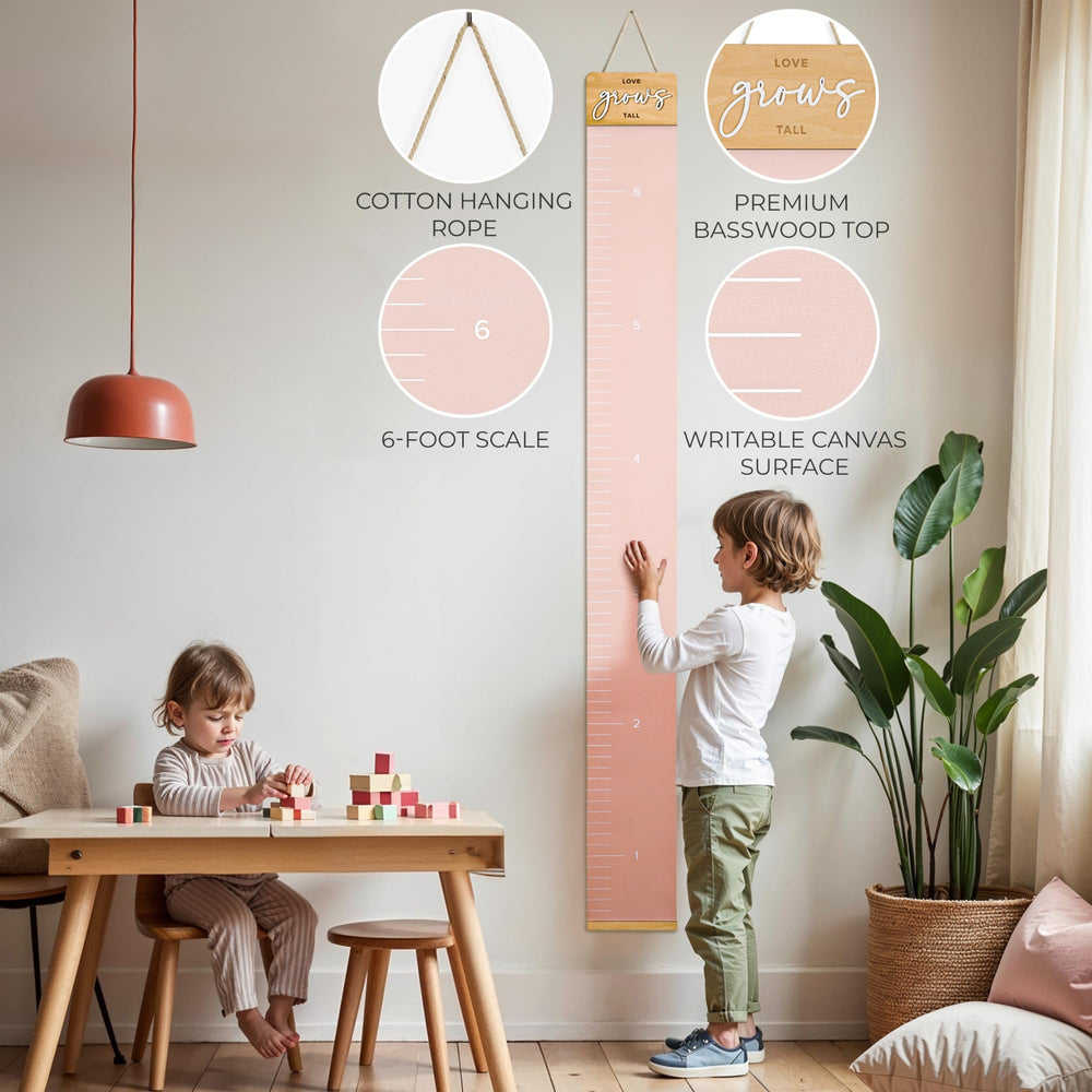 KIBAGA growth chart cotton rope hanging showcases simple secure installation.