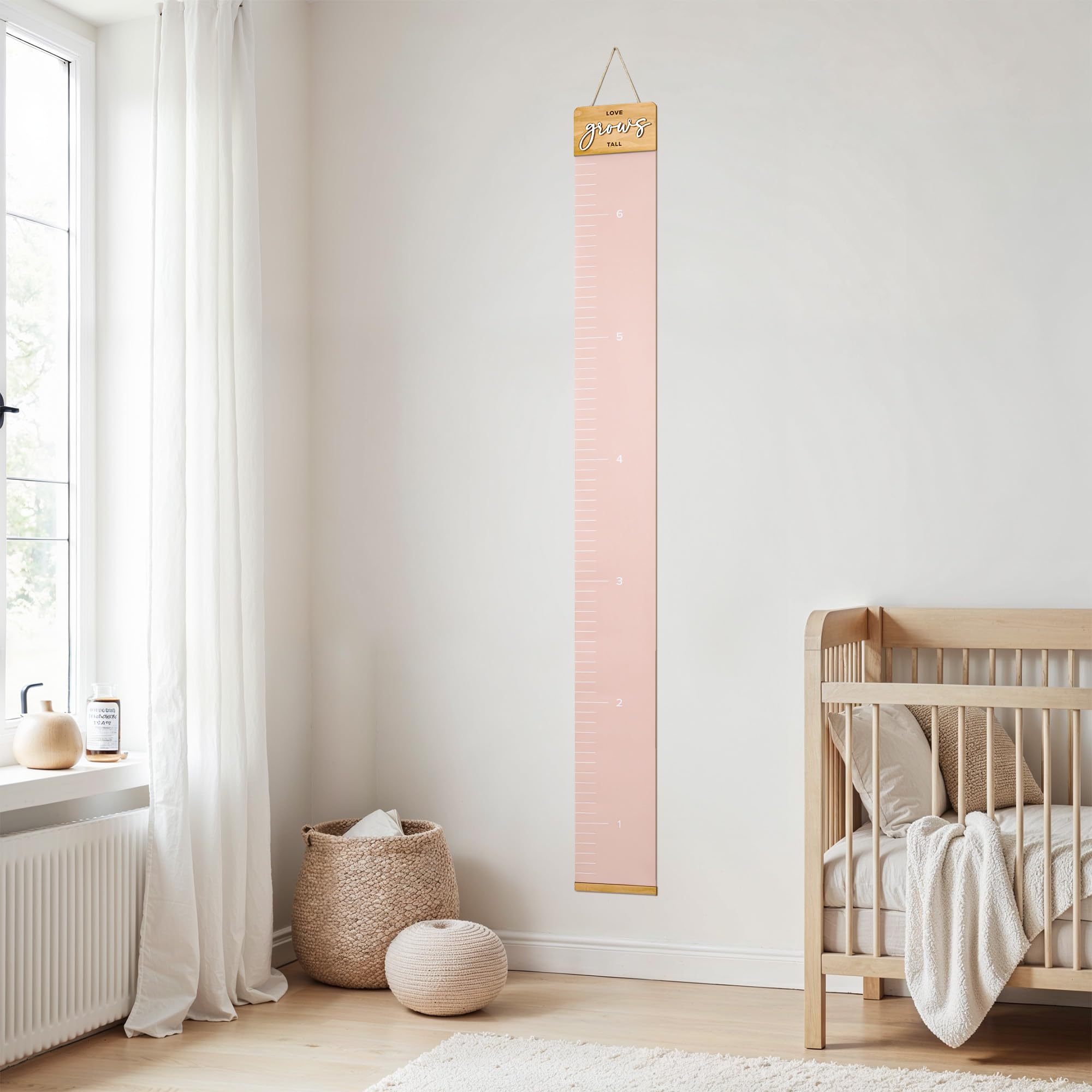 KIBAGA growth chart in a playroom complements nursery decor and family memories.