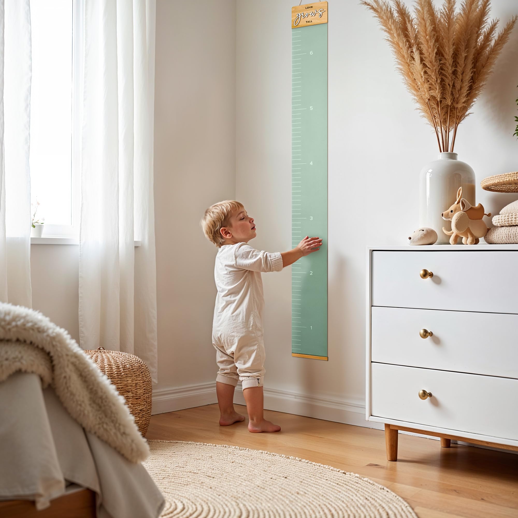 KIBAGA growth chart wall basswood plywood provides durability