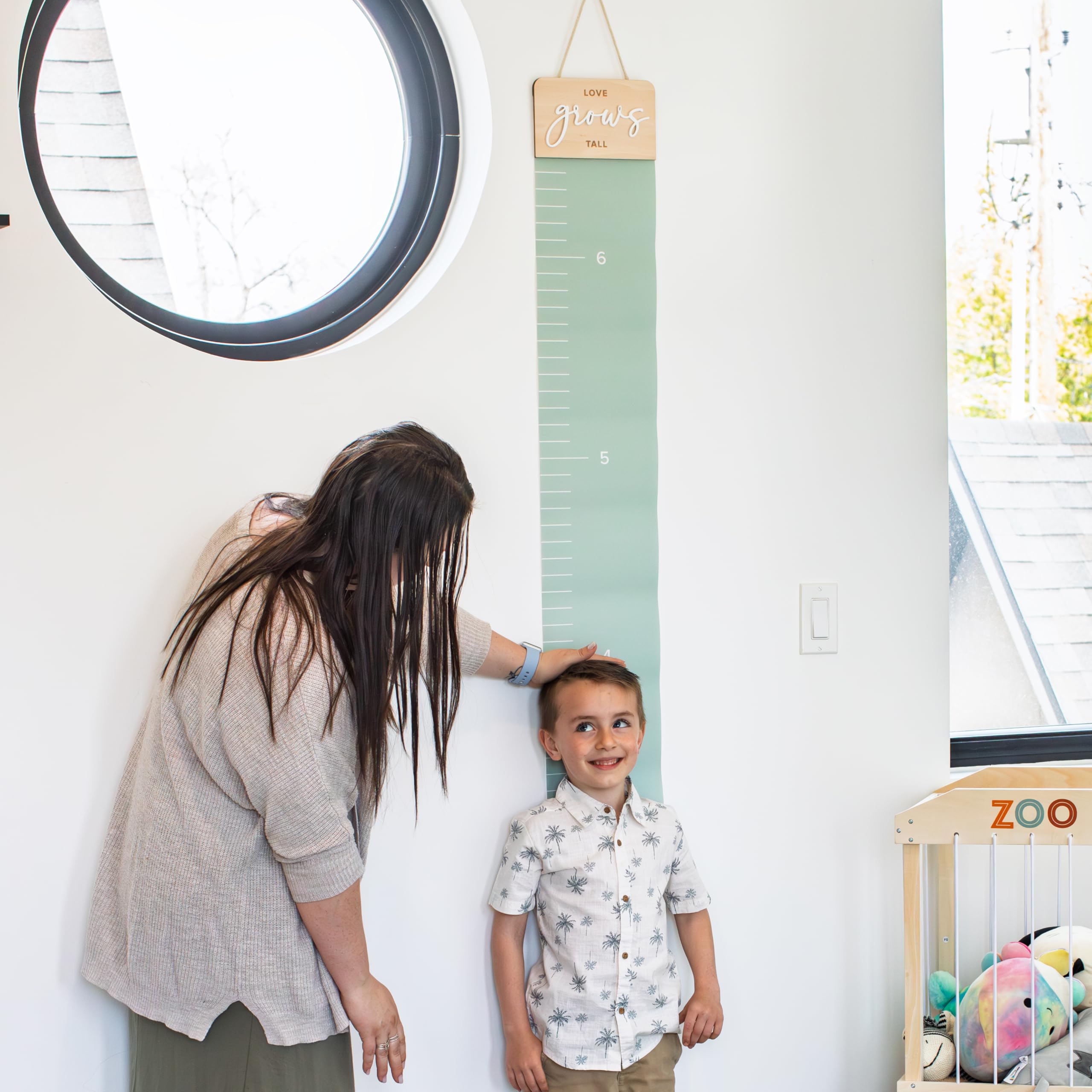 KIBAGA growth chart wall with cotton rope hangs easily in nurseries