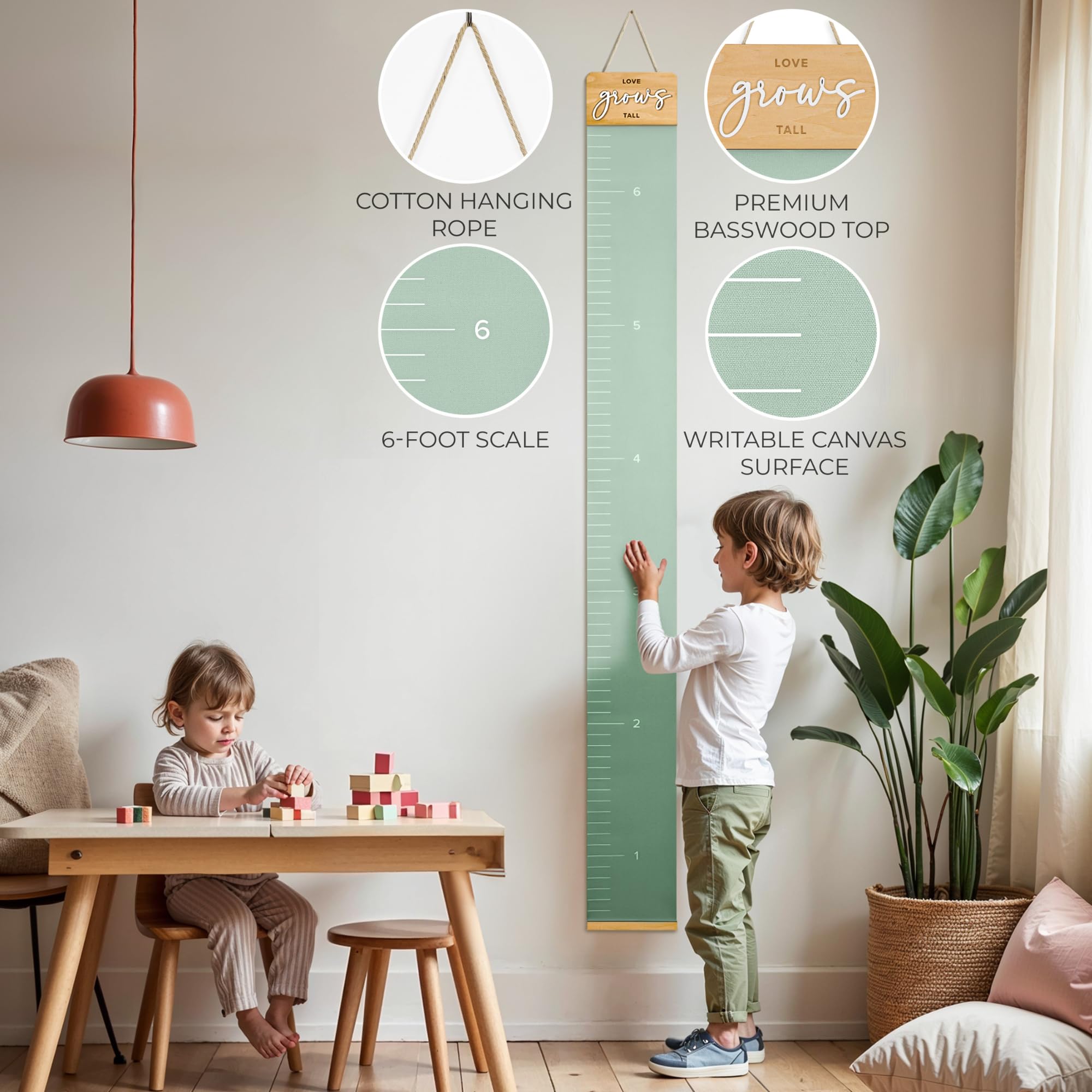 KIBAGA growth chart wall writing canvas for milestone marks