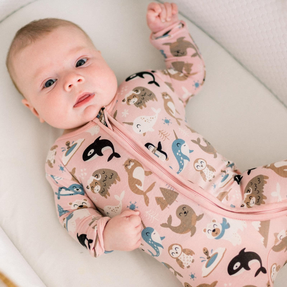 KicKee Festive Footie Pajamas Baby Rose color feels soft and cozy.