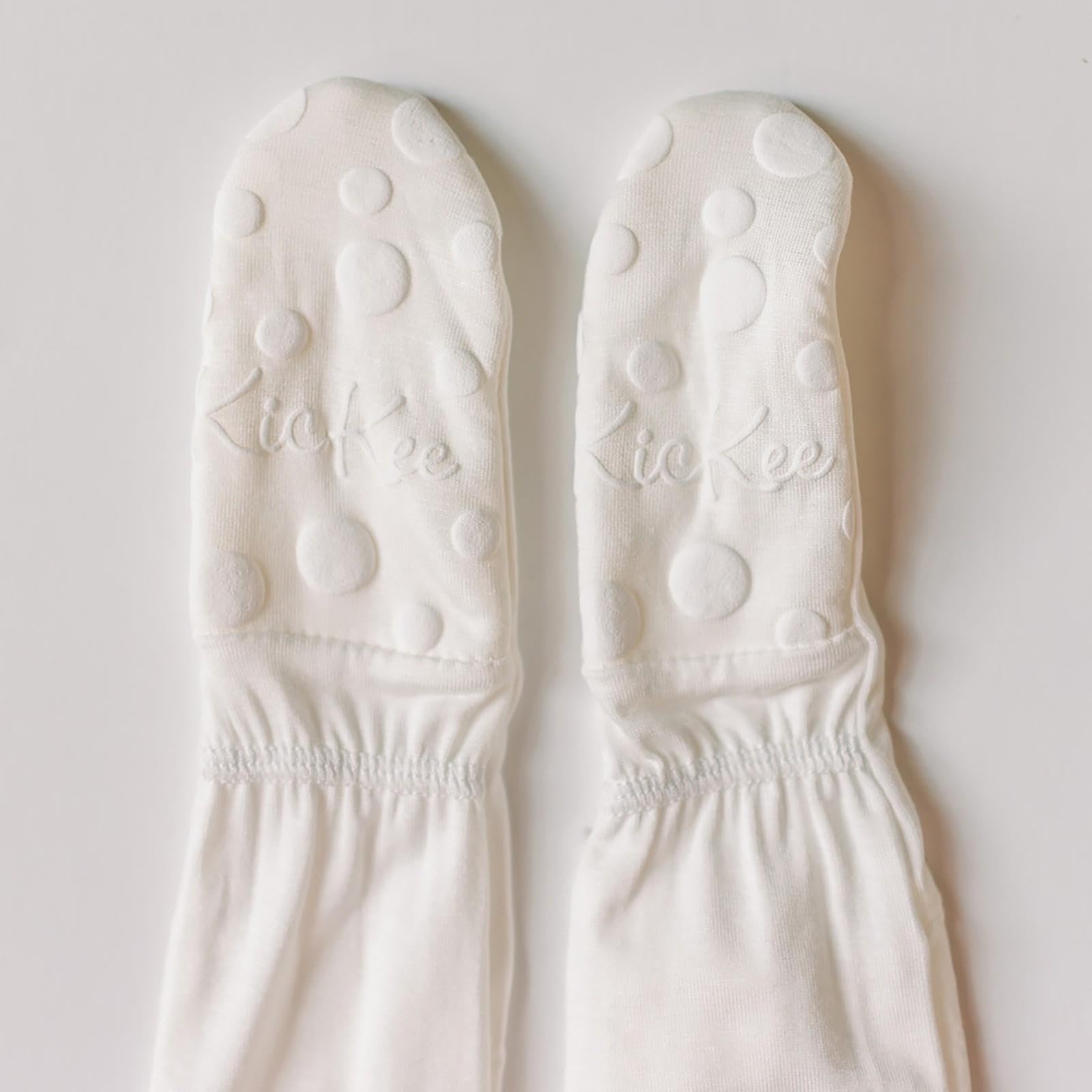 KicKee Footie Pajamas showing no-slip grip soles for safety.