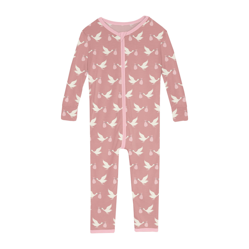 KicKee Pants Blush Stork convertible sleeper for cozy newborn sleep.