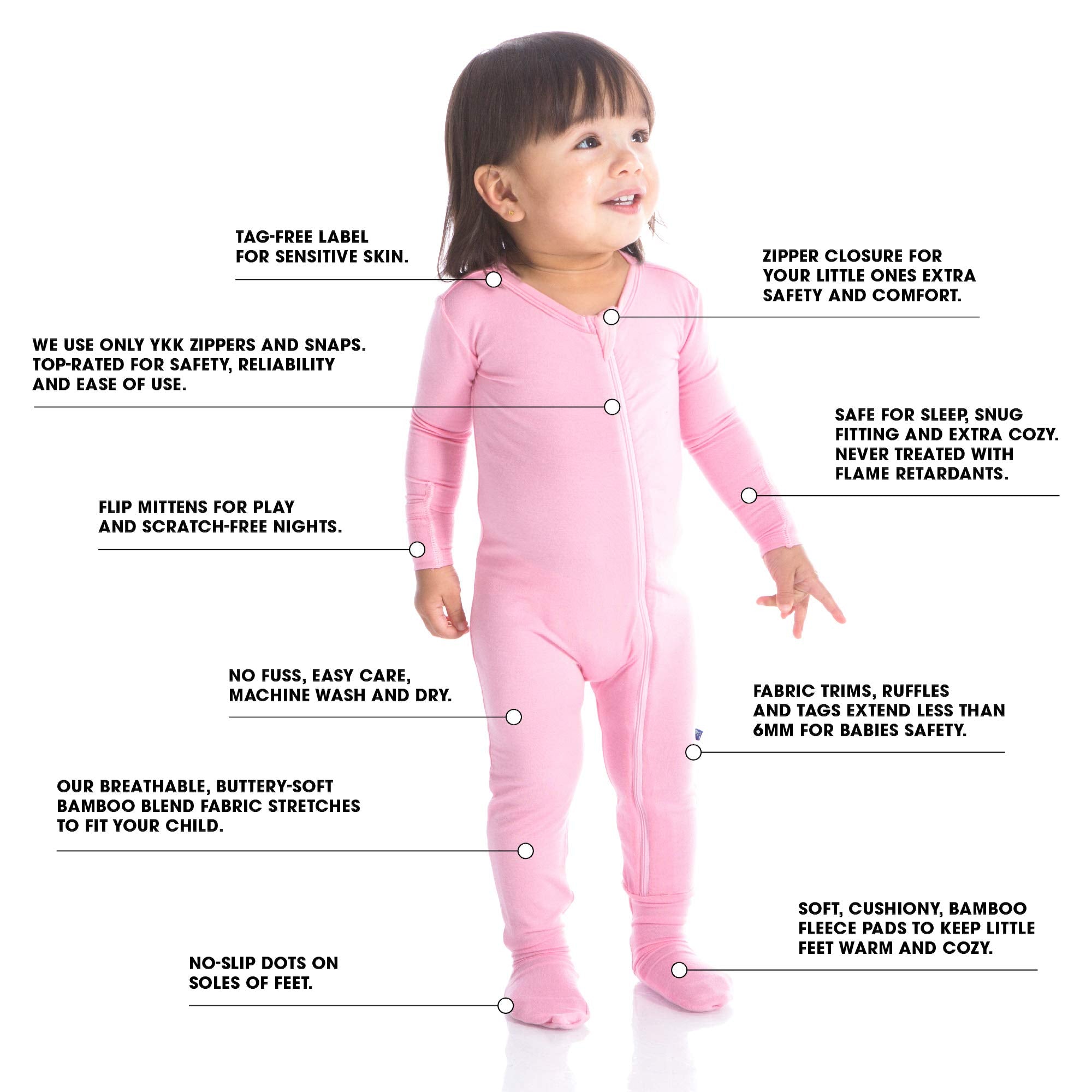 KicKee Zip Footie non-slip soles provide stability during first steps