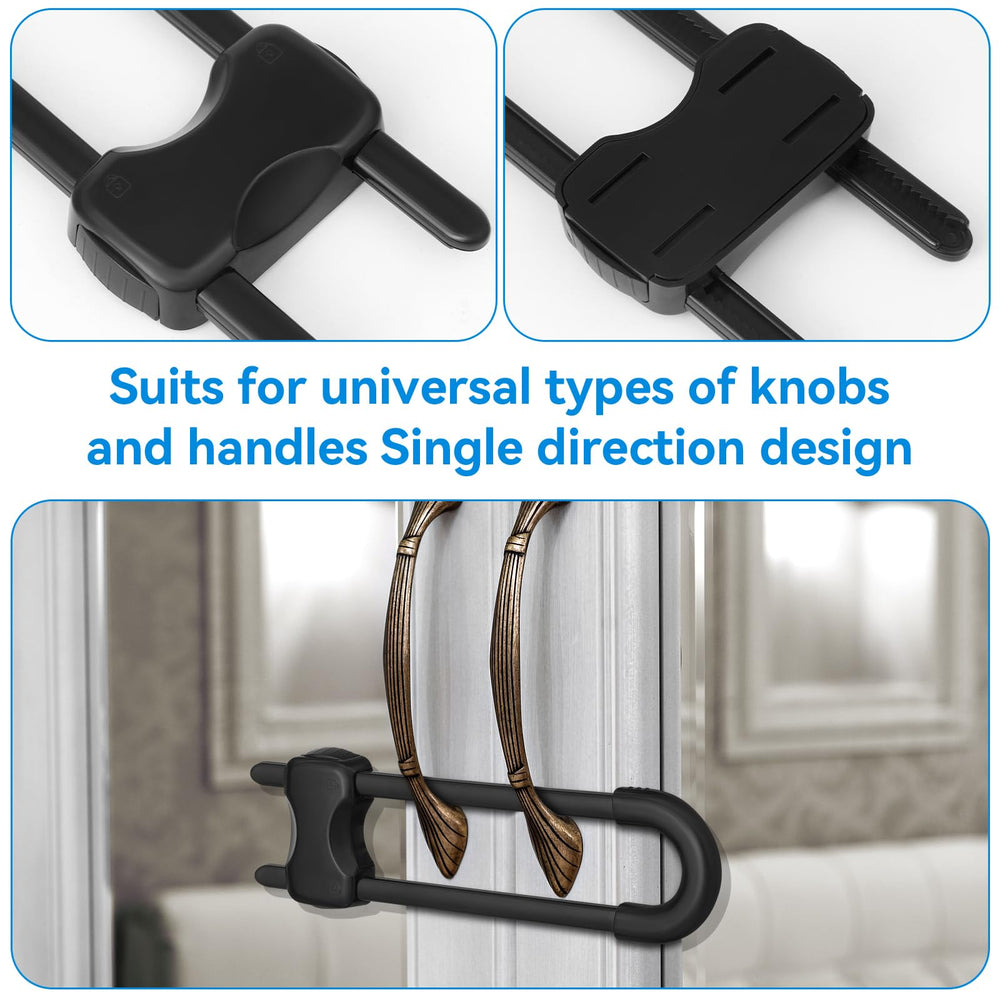 Kickic adjustable U-shaped locks fit knobs and handles.