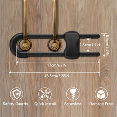 Kickic baby-proof locks installed tool-free on cabinet doors.