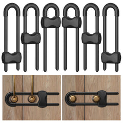 Kickic cabinet locks 6-pack securing kitchen cabinet handles to prevent curious access.